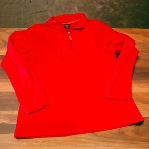 Faded Glory Red Long Sleeve fleece Polo Sweatshirt quarter zip